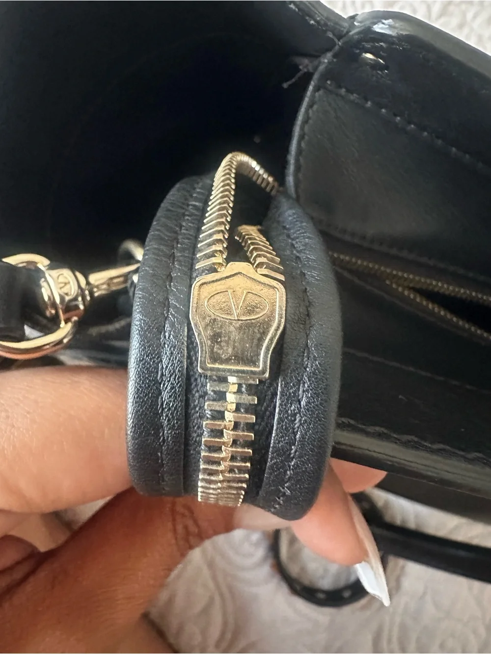 Valentino Garavani Black Leather Rockstud Purse